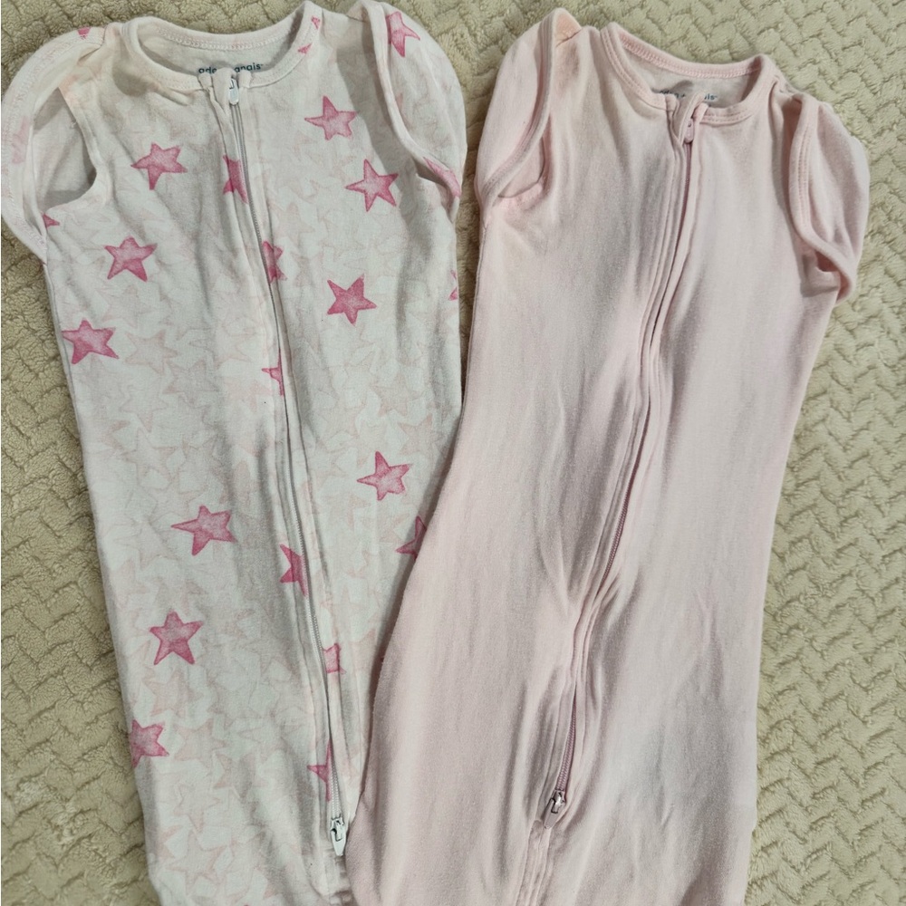 aden + anais Pink Star Print & Solid Pink Sleeveless Zipper Sleep Sacks - 2 Pack